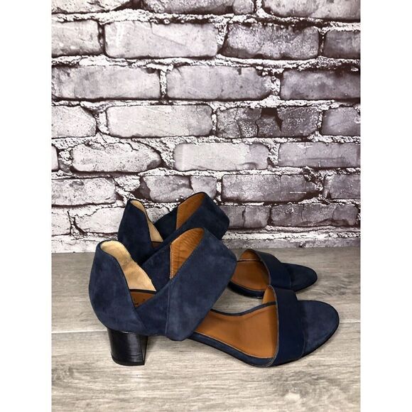 Aquatalia Blue Suede Leather Ankle Strap Heel Sandals Women’s Sz 11M US/42EU - Picture 3 of 16